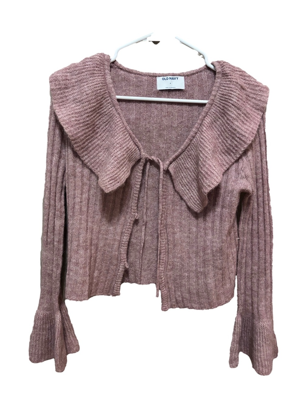 Old Navy Women's Rose-Pink Ribbed Tie-Front Cardigan